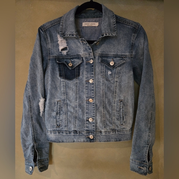 Sweet Jeans | Women's Distressed Denim Jacket - Blue, Size S - Picture 2 of 7